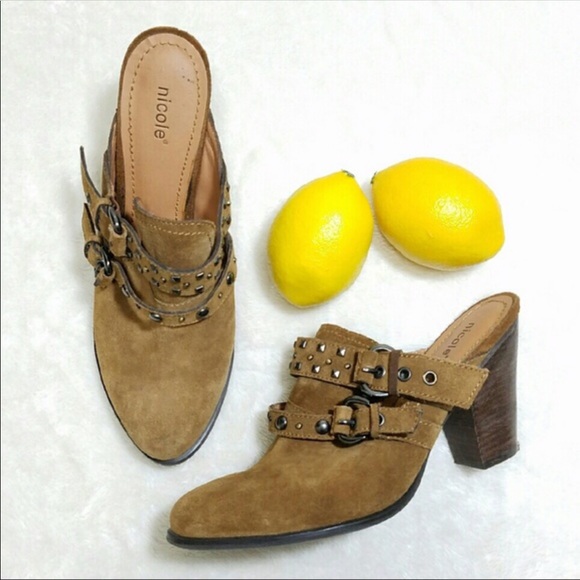 Nicole by Nicole Miller Shoes - Nicole Suede Mules with Studded straps